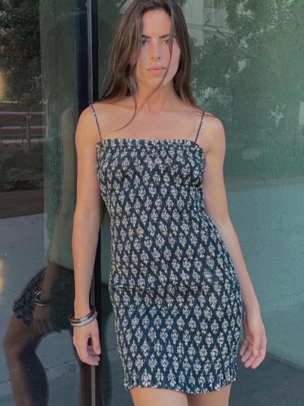 Zara floral smocked dress